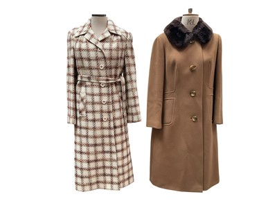 Lot 2559 - 1970s long wool mix cream checked coat by Dereta plus a 1960s Eastex Rover Coat size 16.