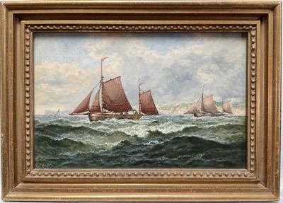 Lot 1122 - John Mundell (1818-1875) oil on panel - Shipping off the Coast, signed, 20cm x 30.5cm, in gilt frame