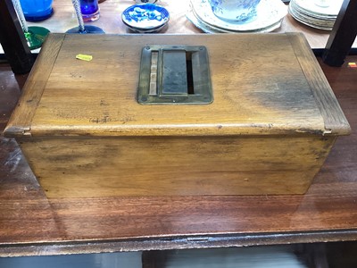 Lot 5318 - Antique oak till, drop leaf table and a side cabinet