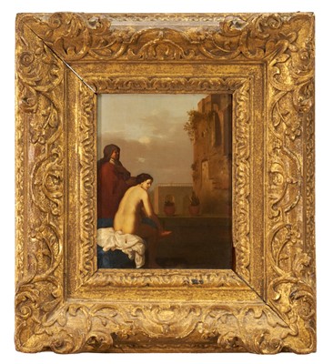 Lot 1179 - 17th century Continental school, oil on panel - Bathsheba, 20cm x 16cm, in period gilt frame