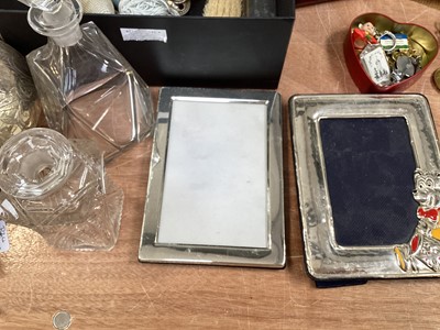 Lot 5177 - Collection of silver and silver plate to include a silver vanity set, silver plated photo frames, plated coffee pot etc