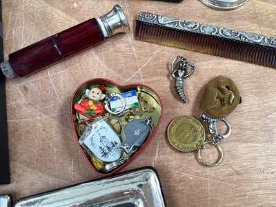 Lot 5177 - Collection of silver and silver plate to include a silver vanity set, silver plated photo frames, plated coffee pot etc