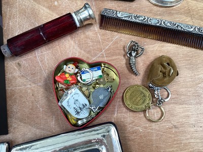 Lot 5177 - Collection of silver and silver plate to include a silver vanity set, silver plated photo frames, plated coffee pot etc