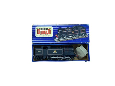 Lot 1762 - Hornby Dublo 3-Rail 4-6-2 EDL 12 BR green Early Emblem Tender Locomotive 46232, 4-6-0 BR lined green Castle Class Bristol Castle Tender Locomotive 7013, 0-6-2 EDL17 BR black Early Emblem Tank En...