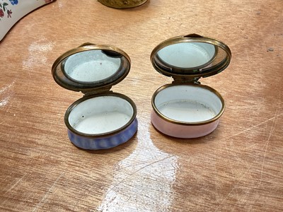 Lot 5091 - Two 18th century Staffordshire enamel patch boxes with mottos to the lids