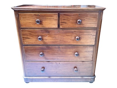 Lot 5322 - Victorian mahogany chest of two short and three long drawers, 116cm wide, 50.5cm deep, 117cm high