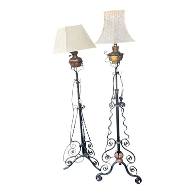 Lot 5405 - Two jiron adjustable standard lamps with shades