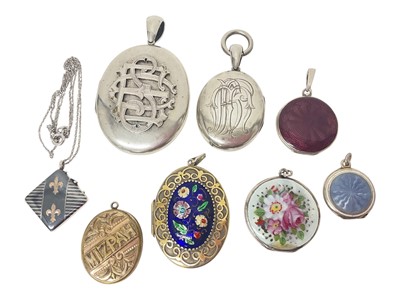 Lot 62 - Collection of antique and later silver locket pendants