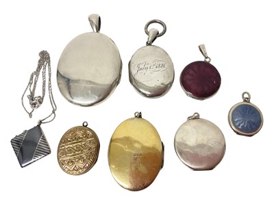 Lot 62 - Collection of antique and later silver locket pendants