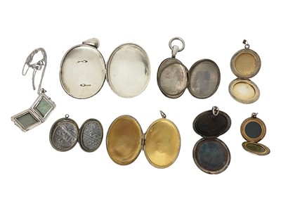 Lot 62 - Collection of antique and later silver locket pendants
