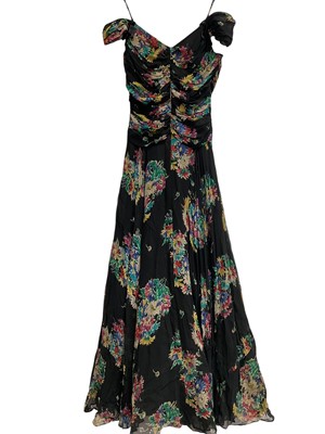 Lot 2563 - Group of 1960s clothing including turquoise dress and jacket by Robert Dorland, floral silk mini dress by Marlborough, grey wool shift dress by Wallis size 12 , cream lace dress by Susan Small...