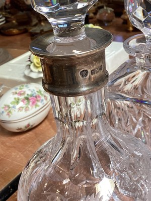 Lot 5145 - Collection of cut glass decanters, some silver mounted
