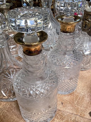 Lot 5145 - Collection of cut glass decanters, some silver mounted