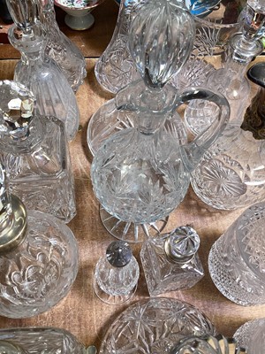 Lot 5145 - Collection of cut glass decanters, some silver mounted