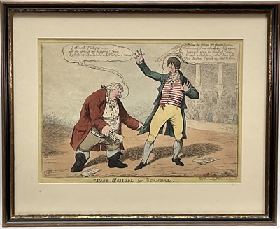 Lot 1188 - After Thomas Rowlandson (1757–1827) coloured etching, The School for Scandal, pub. November 1806 by S. W. Fores, 24cm x 33cm, glazed frame