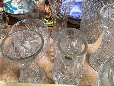 Lot 5144 - Group of cut glass vases to include Royal Brierley crystal etc