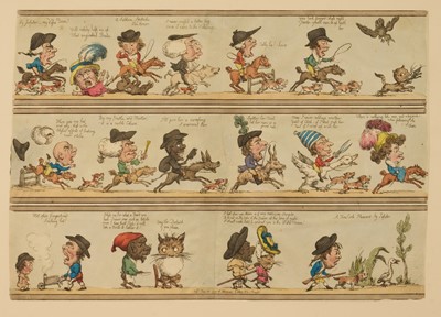 Lot 1194 - Thomas Rowlandson (1756-1827) hand-coloured etching, from Borders for Rooms & Halls, pub. June 20th 1799, by Rudolph Ackermann, 32cm x 45.5cm, glazed frame