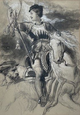 Lot 1183 - Sir John Gilbert (1817-1897) mixed media, sketch for ‘Onward’ (in Manchester art gallery), 33cm x 24cm, glazed frame