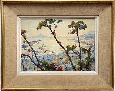 Lot 93 - Andre Suzanne oil on canvas, Gulf of Naples, signed and dated 1977. 23cm x 32cm, framed.