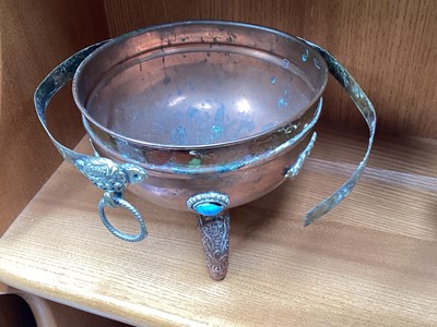 Lot 5092 - Group of oriental items including a Tibetan bronze Buddha, copper ewers etc