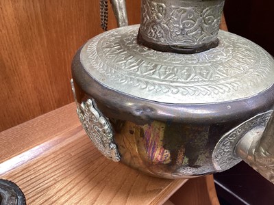 Lot 5092 - Group of oriental items including a Tibetan bronze Buddha, copper ewers etc