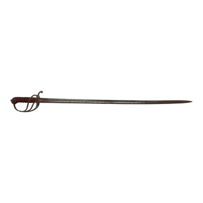 Lot 871 - Scarce Victorian West Yorkshire Yeomanry Cavalry Officers' presentation sword with three bar hilt, wire bound leather grip, the blade with etched decoration and presentation inscription