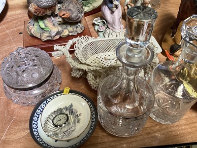 Lot 5093 - Collection of ceramics and glassware to include Nao figure, Beswick horse, Coalport figure of game birds, silver mounted glass bowl with lid and others