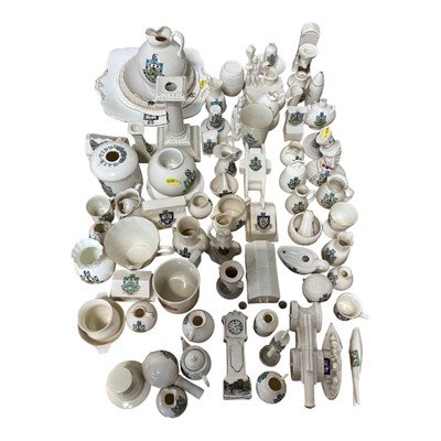 Lot 5102 - Collection of assorted crested ceramics including miniatures, candle stick etc