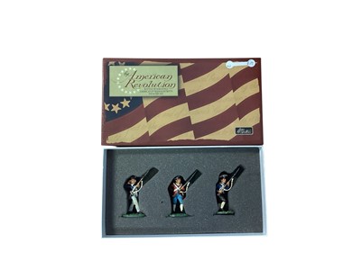 Lot 1854 - Britains The American Revolution Diecast Military Figurines, including Paul Revere on Horseback #17216, Minutemen Set #17447, Butlers Tory Rangers #17540, Iroquois Warriors #17542, Battle of Ge...
