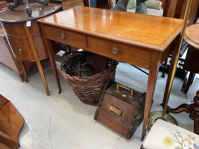 Lot 5347 - Edwardian inlaid mahogany two drawer side table on square taper legs, 101cm wide, 47.5cm deep, 78.5cm high