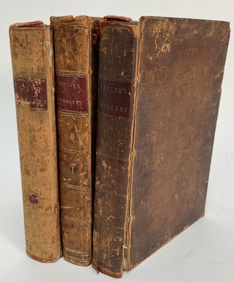 Lot 939 - Three volumes: The Gentleman's Stable Directory or Modern System of Farriery, William Taplin, 1793, 1796 and 1803, leather bound