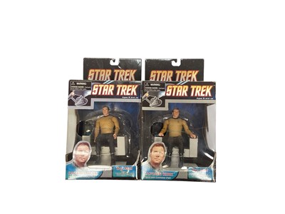 Lot 1863 - Selection of Star Trek Action Figures including Captain Kirk with Command Chair, Spock, Scotty, Doctor McCoy plus USS Enterprise Transporter Room and 2 Starships.