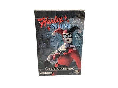 Lot 1865 - Selection of DC Comics Action Figures including Harley Quinn, Watchmen, Kingdom Come, Torchwood, Heroes and others, all boxed (2 boxes).