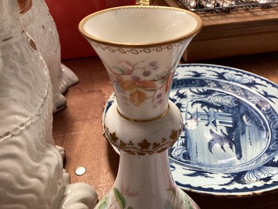 Lot 5101 - Pair of Victorian Staffordshire John Bevington figures, 25cm high, together with a pair of 19th century English porcelain vases painted with roses (4)