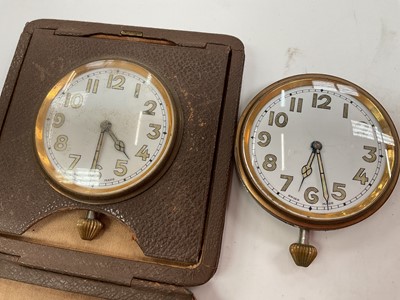 Lot 88 - Four silver cased pocket / fob watches, travel clock in folding leather case and one other time piece (6)