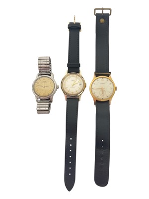 Lot 89 - Three vintage wristwatches to include Tissot 'Antimagentique' stainless steel watch on an expandable bracelet, Roamer and Smiths watches both in gold plated cases with stainless steel backs on b...