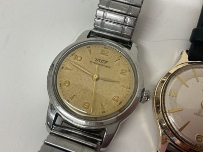 Lot 89 - Three vintage wristwatches to include Tissot 'Antimagentique' stainless steel watch on an expandable bracelet, Roamer and Smiths watches both in gold plated cases with stainless steel backs on b...