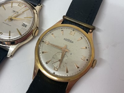 Lot 89 - Three vintage wristwatches to include Tissot 'Antimagentique' stainless steel watch on an expandable bracelet, Roamer and Smiths watches both in gold plated cases with stainless steel backs on b...