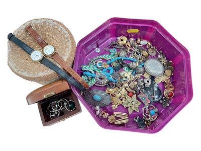 Lot 92 - Group of costume jewellery including silver gem set rings, two Lorus ladies' wristwatches etc