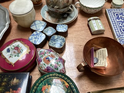 Lot 5126 - Group of ceramics and other items, including a pair of Mintons tiles, studio pottery, 19th century cups and saucers, etc