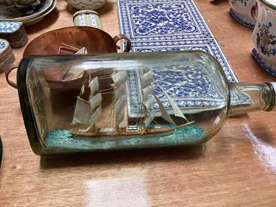 Lot 5126 - Group of ceramics and other items, including a pair of Mintons tiles, studio pottery, 19th century cups and saucers, etc
