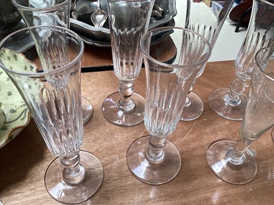 Lot 5129 - Group of 18th and 19th century drinking glasses, including a set of six fluted glasses, wrythen bowl glass, etc