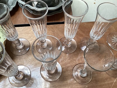 Lot 5129 - Group of 18th and 19th century drinking glasses, including a set of six fluted glasses, wrythen bowl glass, etc