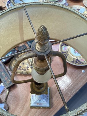 Lot 5128 - 19th century Meissen-style porcelain candlestick, painted with flowers, converted to a lamp, with shade