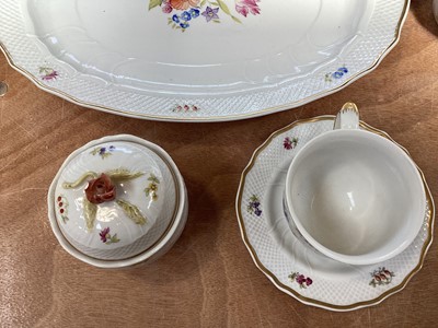 Lot 5148 - Hungarian Hollohaza hand painted coffee set, including coffee pot, cream jug, sugar bowl and cover, cup and saucer, and serving dish