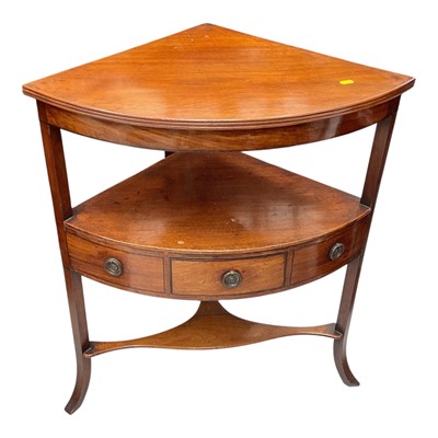 Lot 5398 - Nineteenth century mahogany corner washstand, 70cm wide, 80cm high