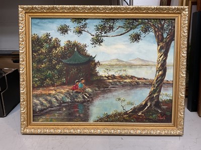 Lot 5175 - Francis Tsoy (Chinese, 20th century) large oil on canvas, nude portrait of a woman, signed, 89cm x 59cm