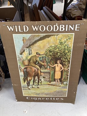 Lot 5182 - Set of Edwardian shop scales and weights together with silver plated cutlery, 'Wild Woodbine' advertising poster, cash box and a architect's square