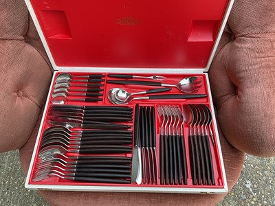 Lot 5201 - Vintage Scandinavian rosewood handled service of cutlery, together with a group of silver and silver plate