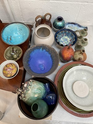 Lot 5223 - Group of studio pottery and glass, including signed pieces